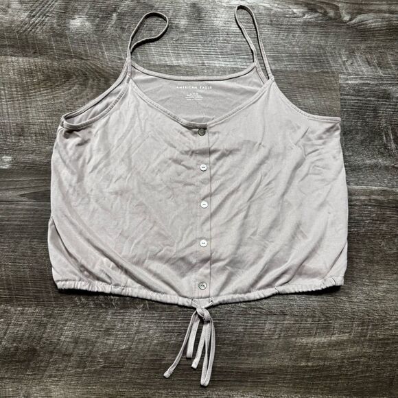 American Eagle Button Front Tank Top Crop Top Size Medium - Picture 1 of 7